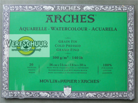 Arches aquarel blok Fijne korrel 20v 300g/m² 36x51cm A1795063