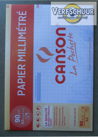 VL canson (12vel) a4 90g millimeterpapier blauw C200067116