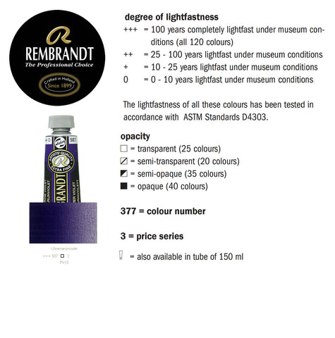 Rembrandt Olieverf tube 40 ml kleur:507 (Ultramarijnviolet) serie:2