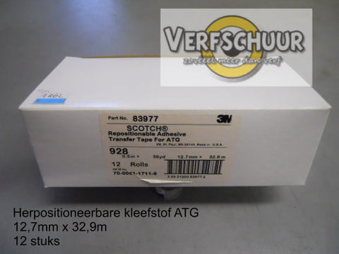 Herpositioneerbare kleefstof ATG 12,7mmx32,9Lmeter 12 stuks