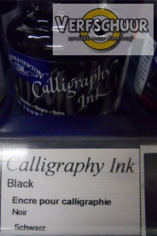 W&N. CALLIGRAPHY INK 30 ML. black - bouchon bleu! 1111030