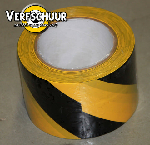 PVC markeringstape extra 170mu geel/zwart 75mm x 33m