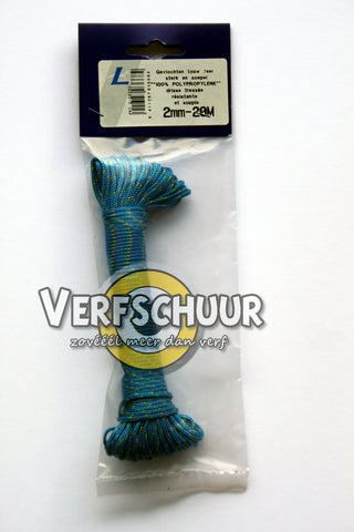 Gevlochten touw 100% PP 2mm-20m kleur