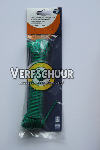 Gevlochten touw 100% PP 3mm-20m kleur