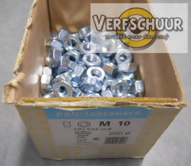 Zeskantmoer verzinkt M10 200 stuks 009521105