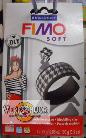 Fimo Soft DIY juwelenset (4x25g)'Black&White' 8025 05