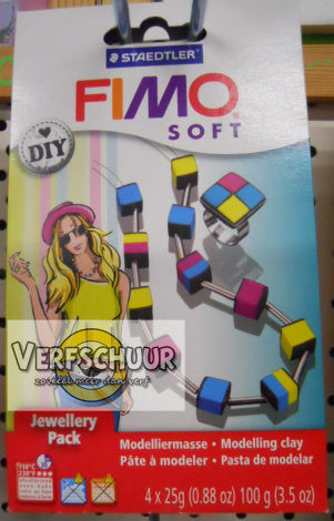 Fimo Soft DIY juwelenset (4x25g)'Cubes' 8025 06