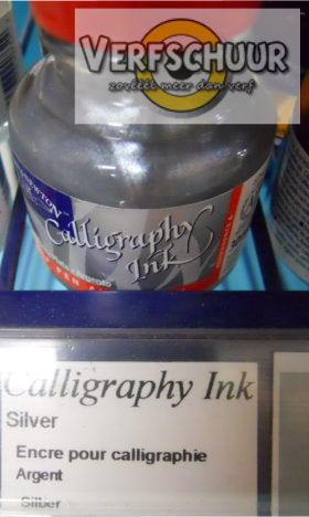 W&N. CALLIGRAPHY INK 30 ML. argent ! bouchon rouge 1110617