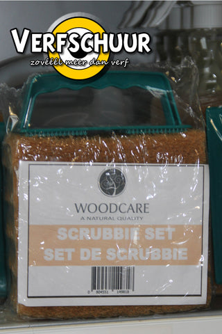 Scrubbie set (padhouder + 5 beige pads)
