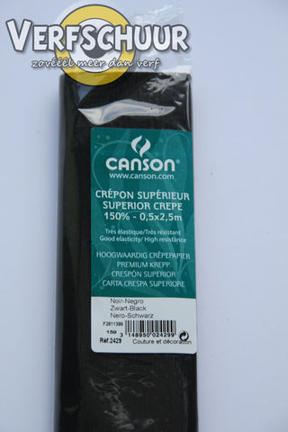 Canson crepepapier topkwaliteit zwart 0.5x2.5m 200002429