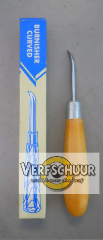 Burnisher 6'' Bent tip + wooden handle polijstnaald F-031c