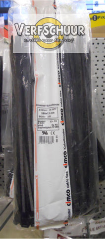 Kabelbinders zwart Nylon PA 6.6 UV 280x7.5mm 100st