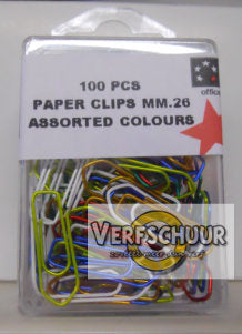 Paperclips ass. kleuren 26mm 100st