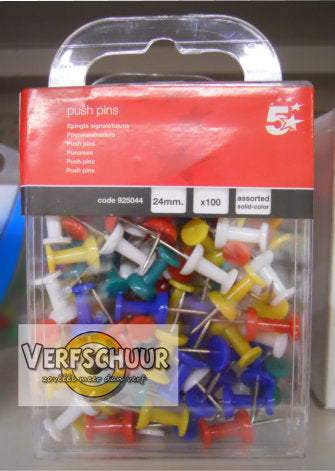 Push Pins Assort. 5 stars 100st.