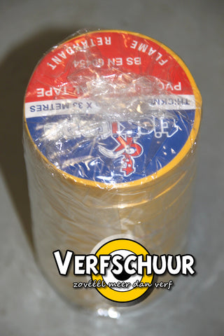 PVC electrical tape 0.12mmx19mmx33m geel 8 STUKS 086815