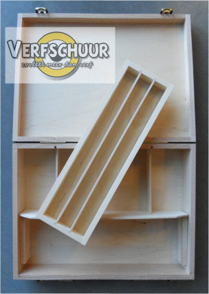 Verfkoffer hout mahonie 36x27x8cm