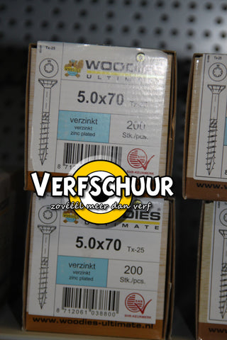 Spaanderplaatschroef VZK-T 5mm x 70/42mm Wit Verzinkt TORX Deeldraad 200st